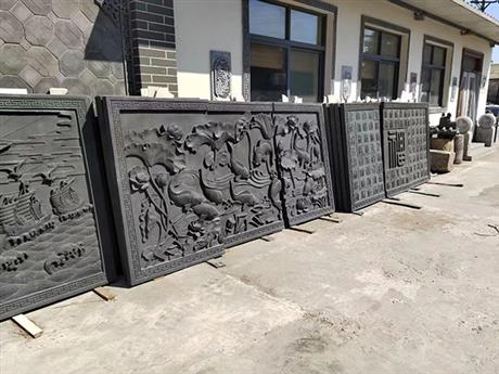 中式古建筑方形磚雕